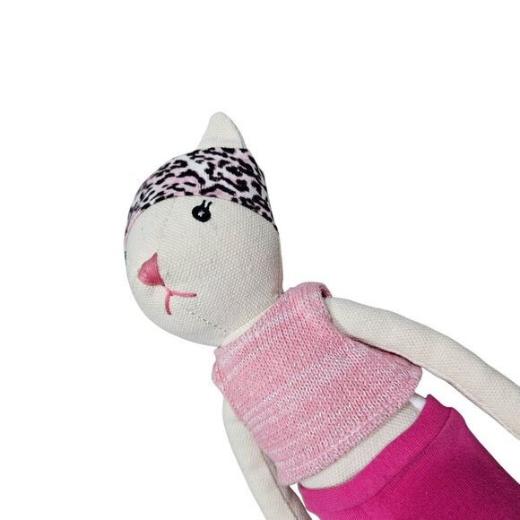 Anthropologie Cat Doll Woven Knit With Pink Outfit Leopard Print Headband 18" - Picture 8 of 10